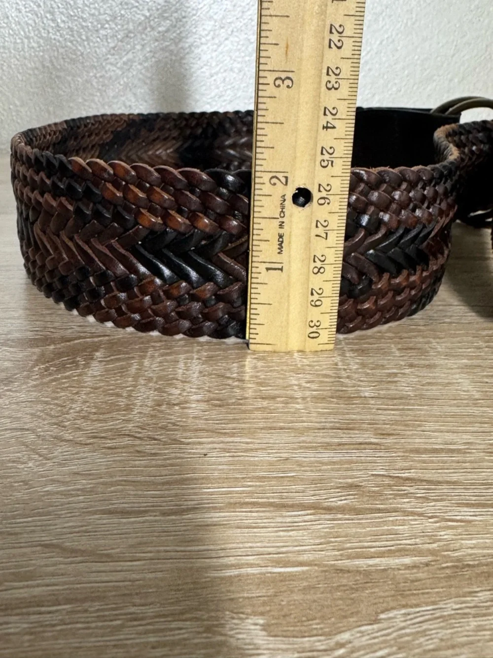Vintage Talbots Wide Woven Variegated Leather Belt Double Round Brass Closure XS